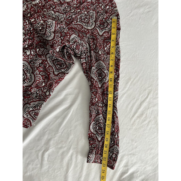 Talbots Paisley Sequin Pin Tuck Blouse Womens Size 2X Red Black Classic Preppy - Picture 7 of 7